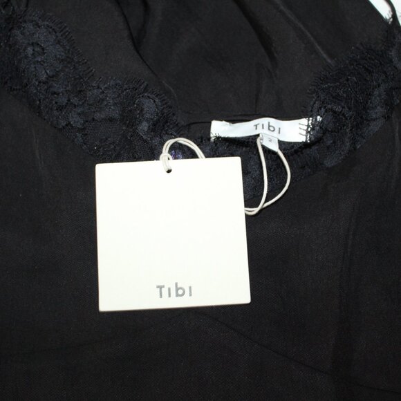 NWT Tibi Black Lace Trim Midi Slip Dress 2 - Picture 8 of 8